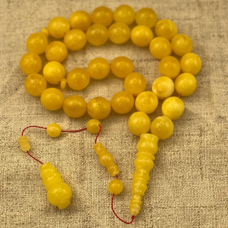 Pure Baltic amber rosary beads | Muslim round amber gemstone bead misbaha