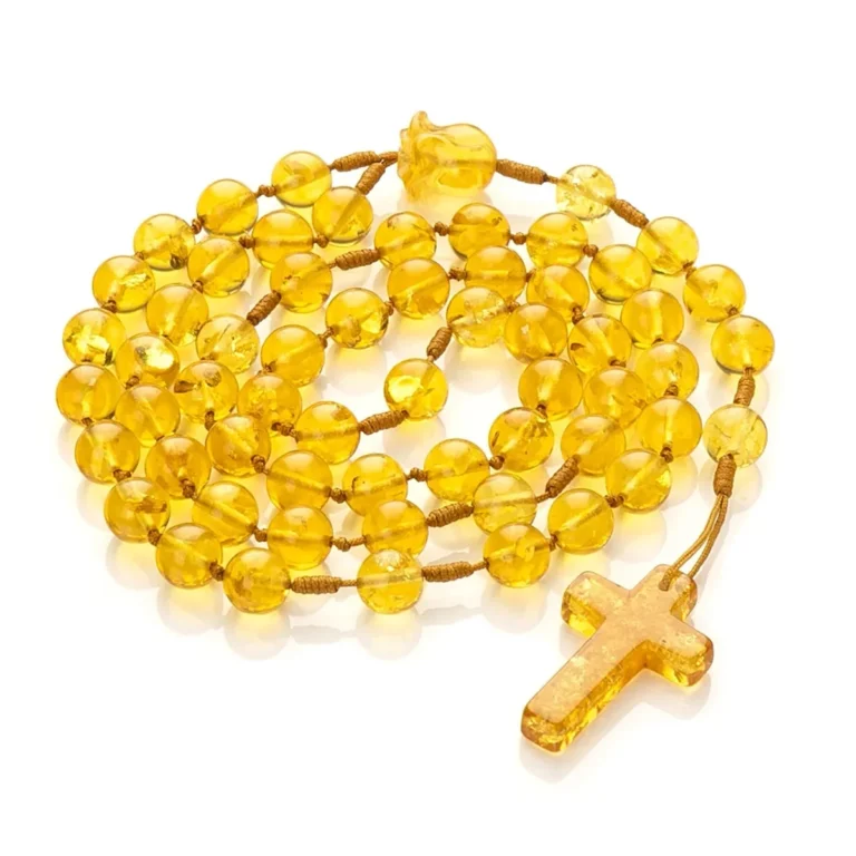 Catholic Baltic amber rosary | Honey lemon baroque Baltic amber beads for sale