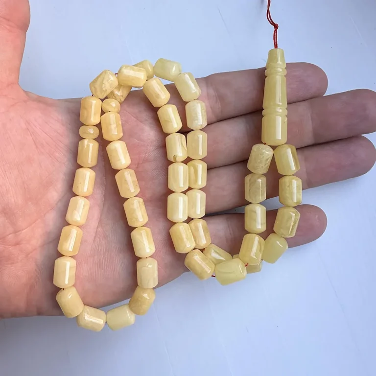 Genuine amner Yellow-white rosary beads | Moslem rosary, worry beads, tasbeeh