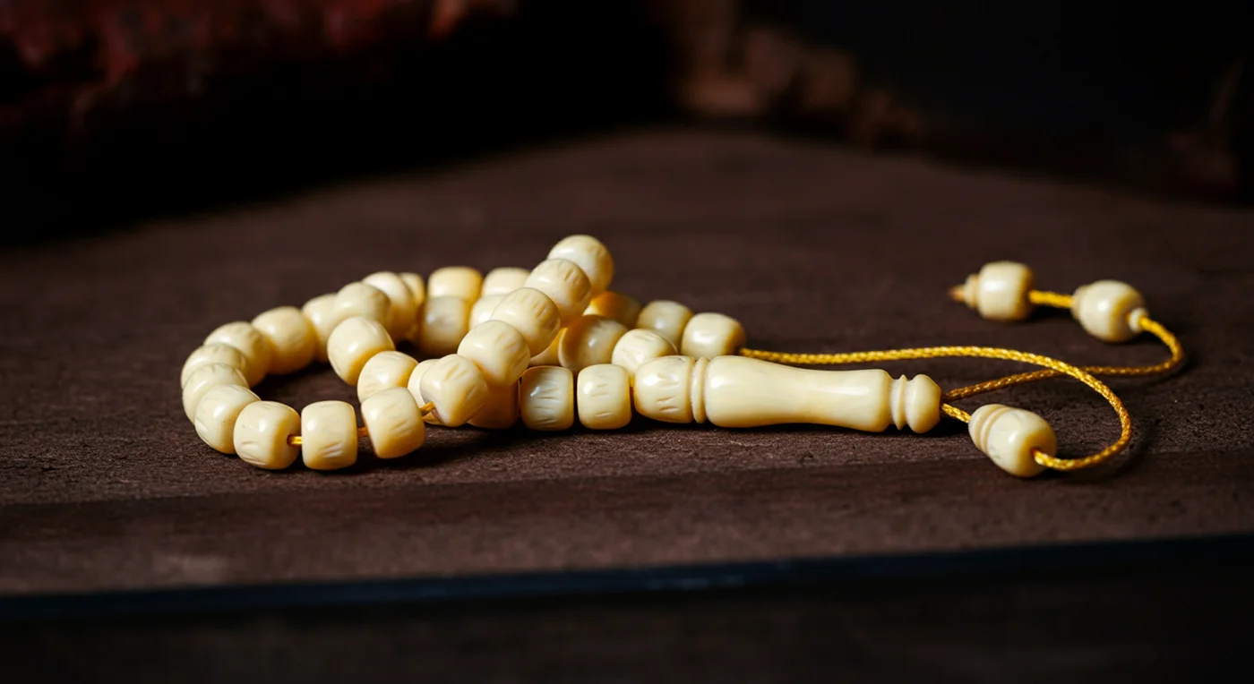 High-end white Baltic amber rosary | Islamic amber worry beads / prayer beads High-end royal white moslem Baltic amber rosary | White (royal amber) matt beads | Luxury amber rosaries for sale